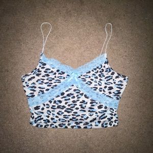 Blue cheetah print cami top